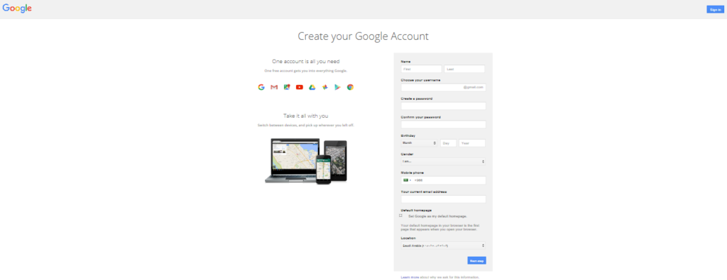 Gmail Sign Up