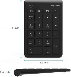 Wireless Number Pad, Jelly Comb N030 Measurements